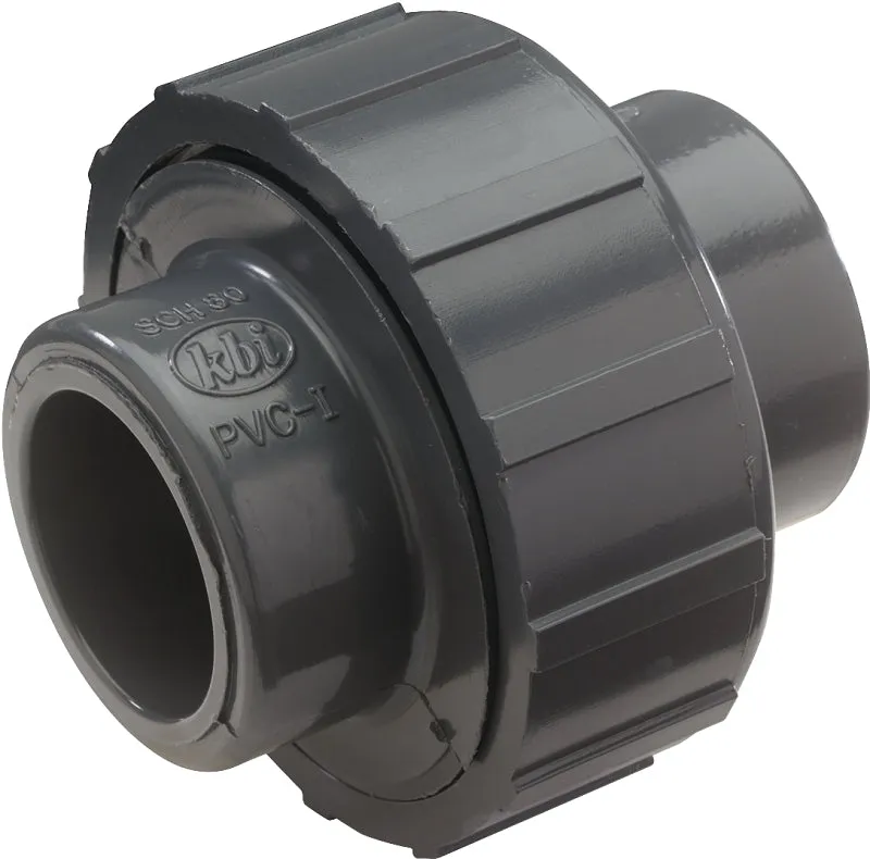 B & K 164-607 Pipe Union, 1-1/2 in, Solvent Weld, PVC, Gray, SCH 80 Schedule, 150 psi Pressure :EA: QUANTITY: 1
