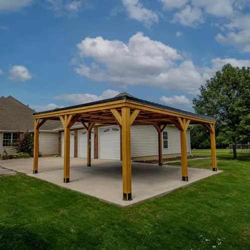 Backyard Discovery Kingsport 20 ft. x 20 ft. All Cedar Wooden Carport Gazebo with Hard Top Steel Roof