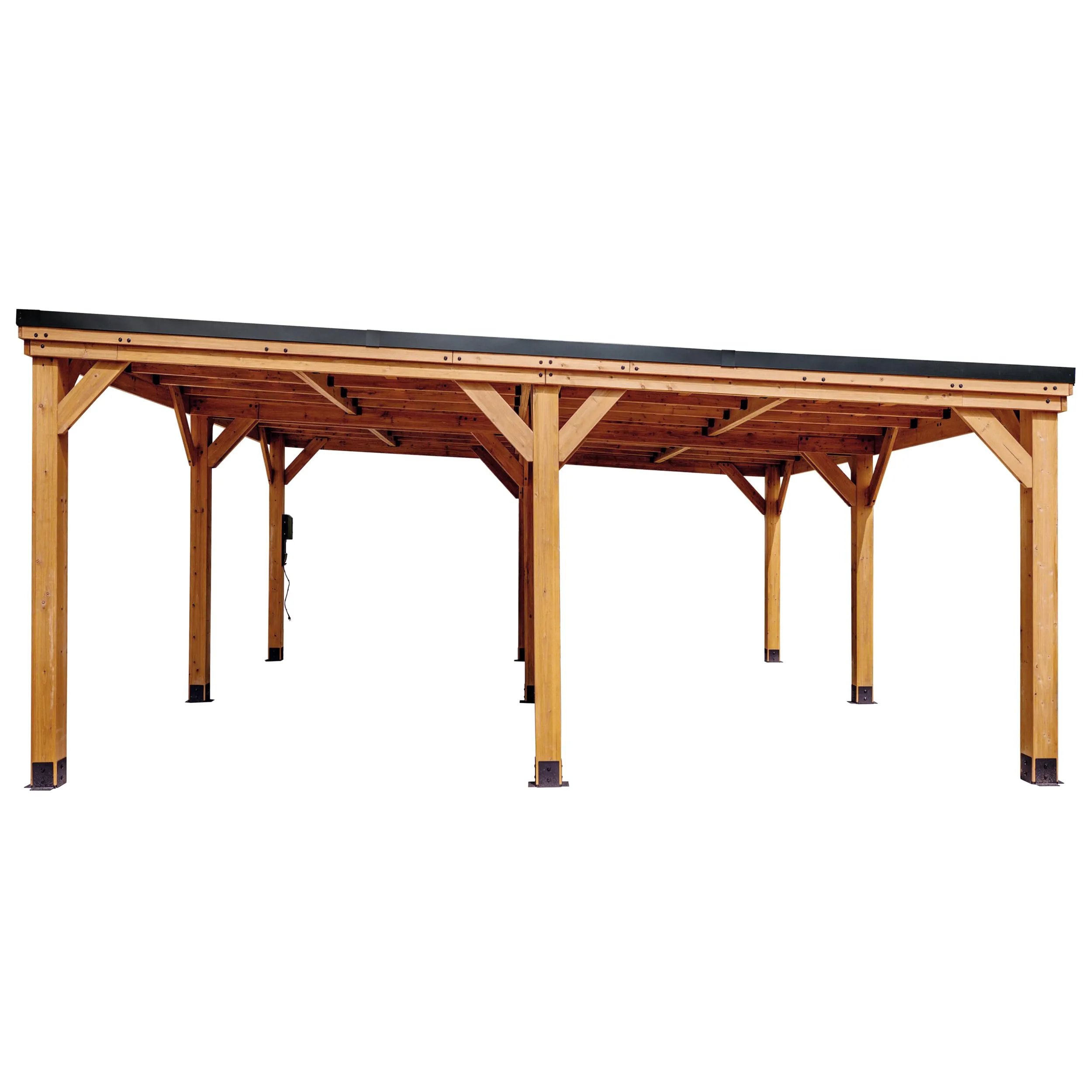 Backyard Discovery Kingsport 20 ft. x 20 ft. All Cedar Wooden Carport Gazebo with Hard Top Steel Roof