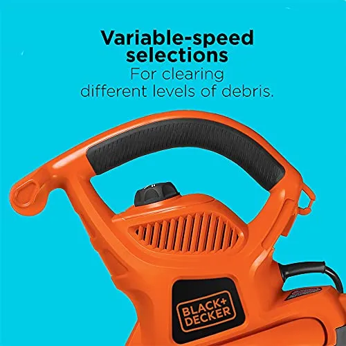 BLACK DECKER 3-in-1 Electric Leaf Blower, Leaf Vacuum/Mulcher, Corded, 12-Amp (BV6600)