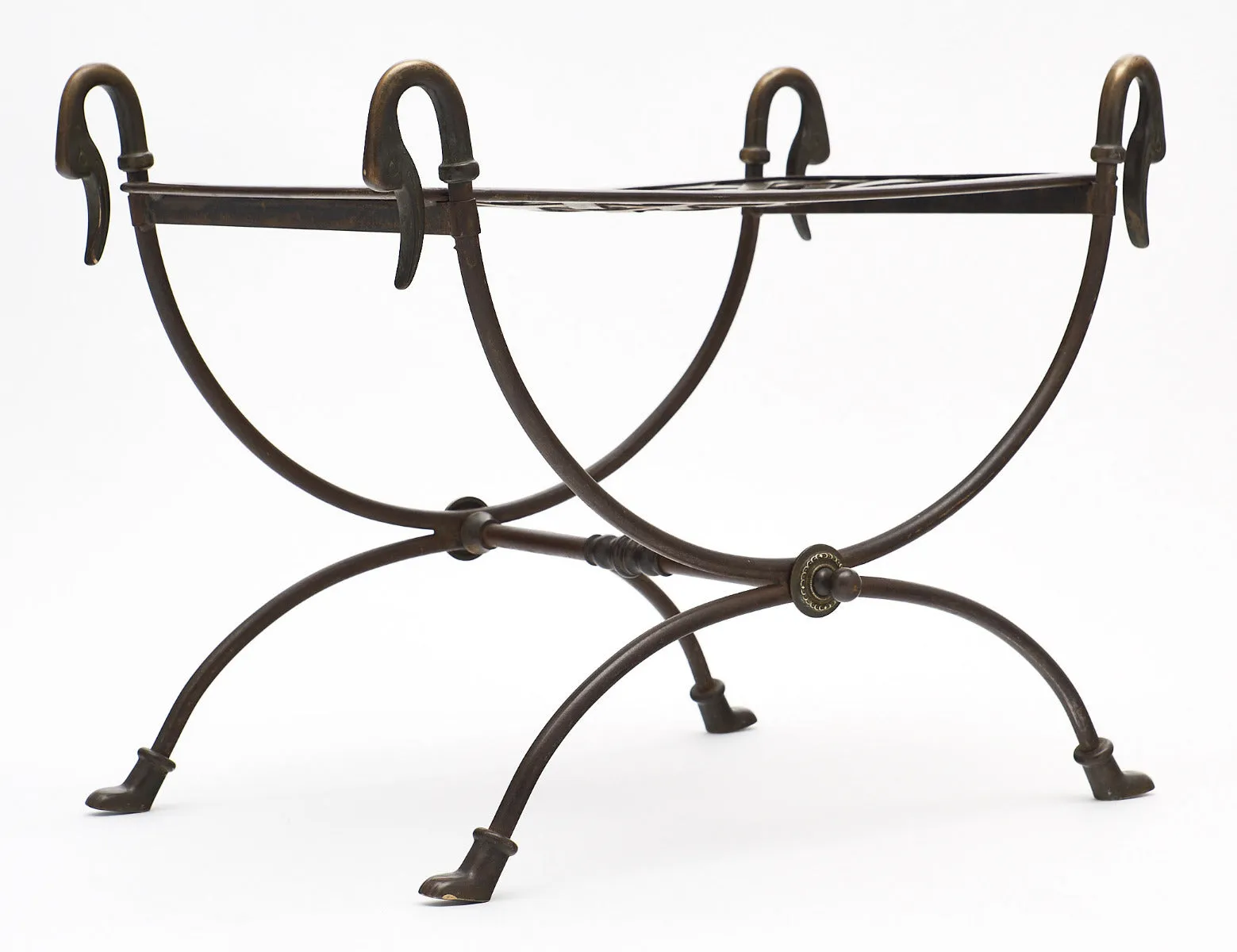 Bronze and Steel Antique Swan Stool