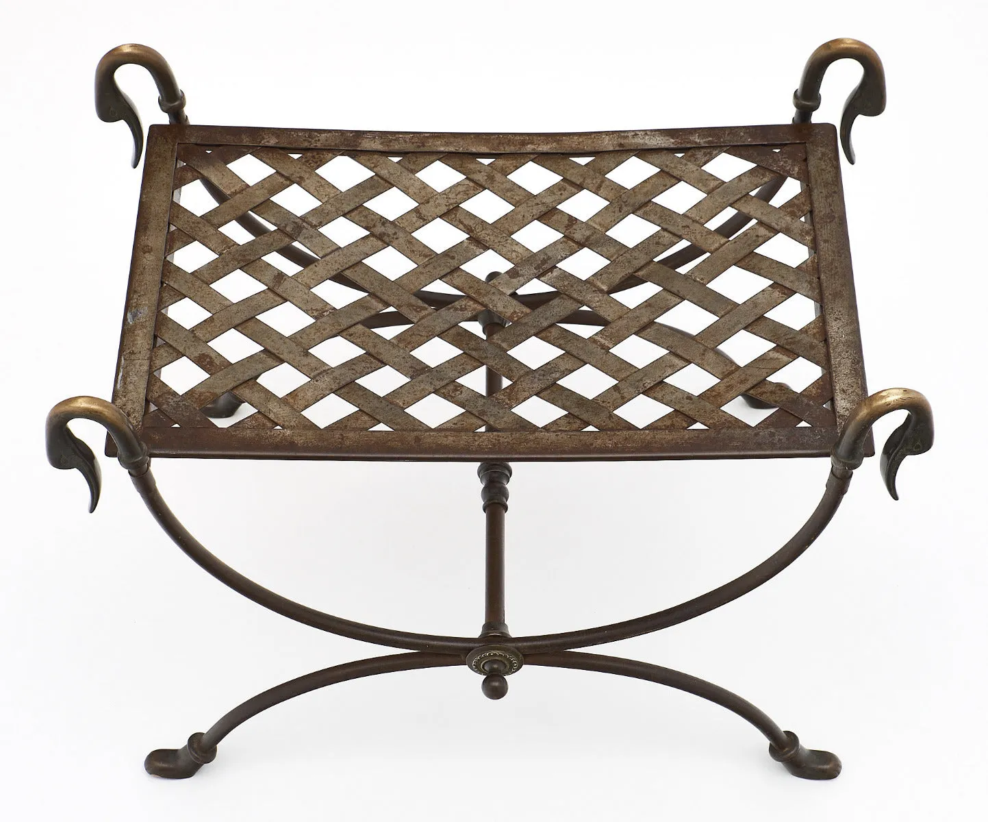 Bronze and Steel Antique Swan Stool