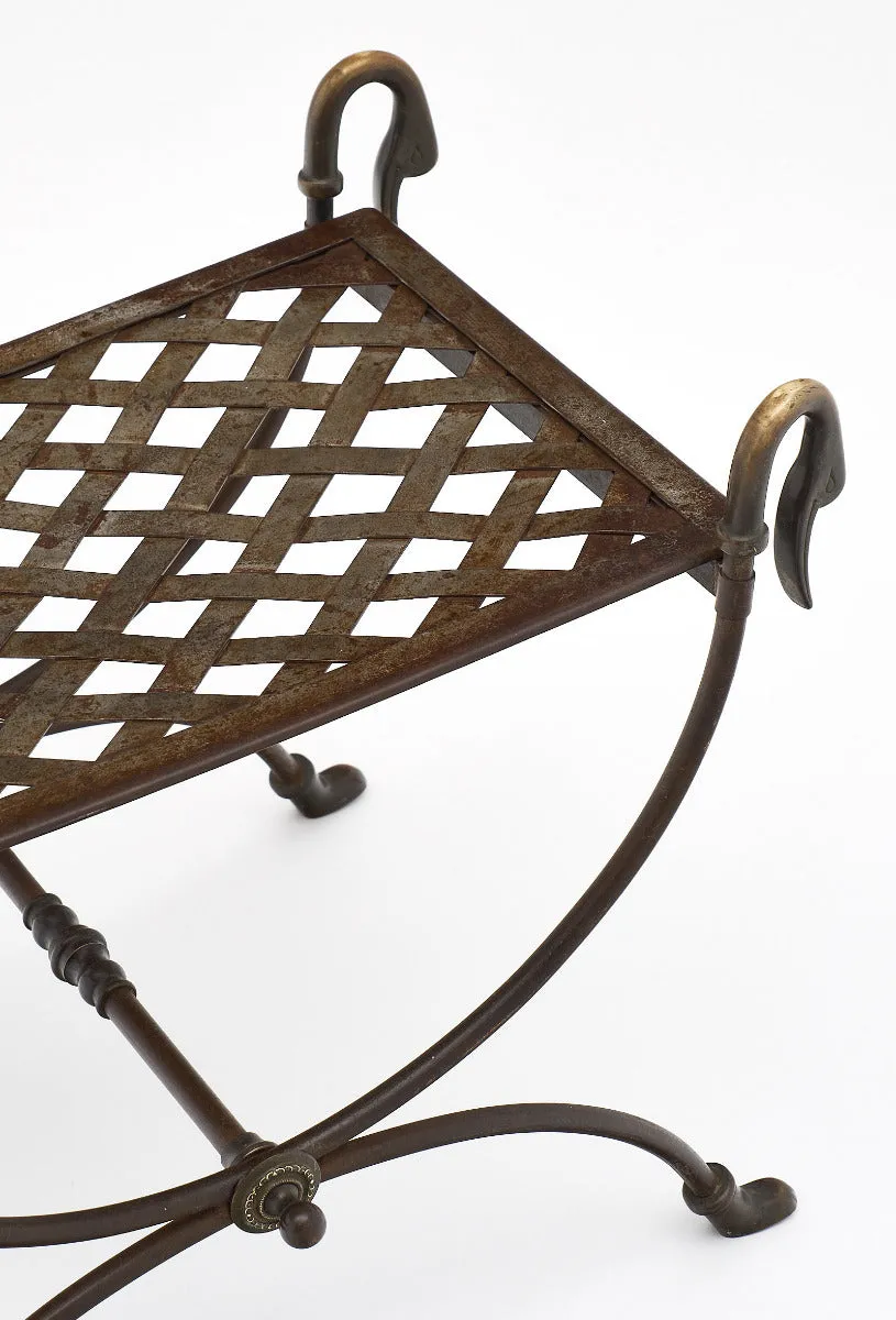 Bronze and Steel Antique Swan Stool