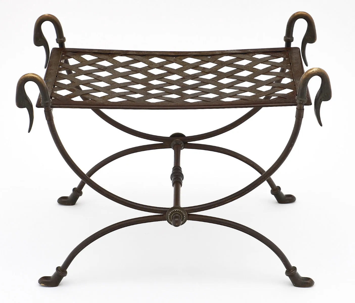 Bronze and Steel Antique Swan Stool