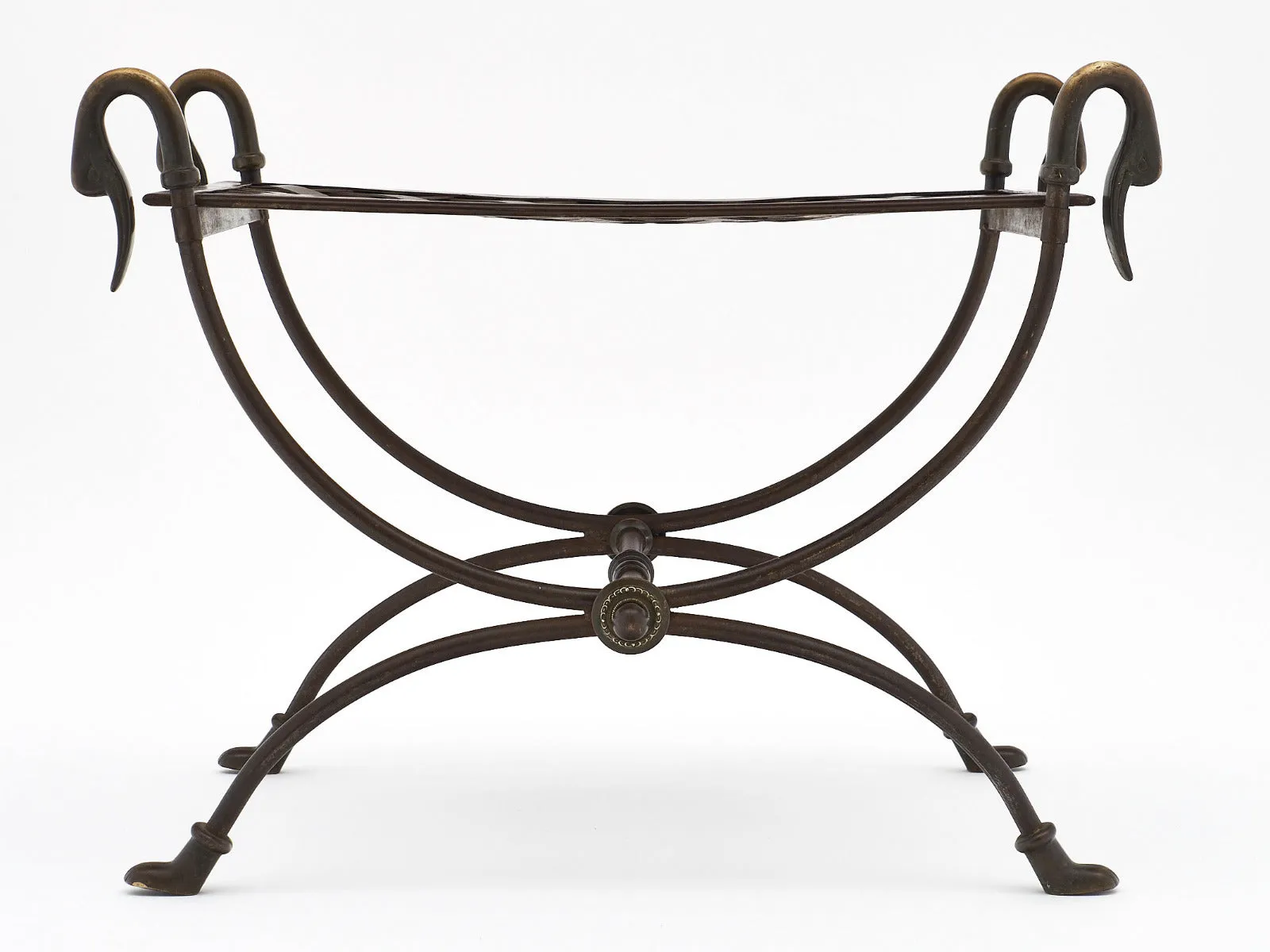 Bronze and Steel Antique Swan Stool
