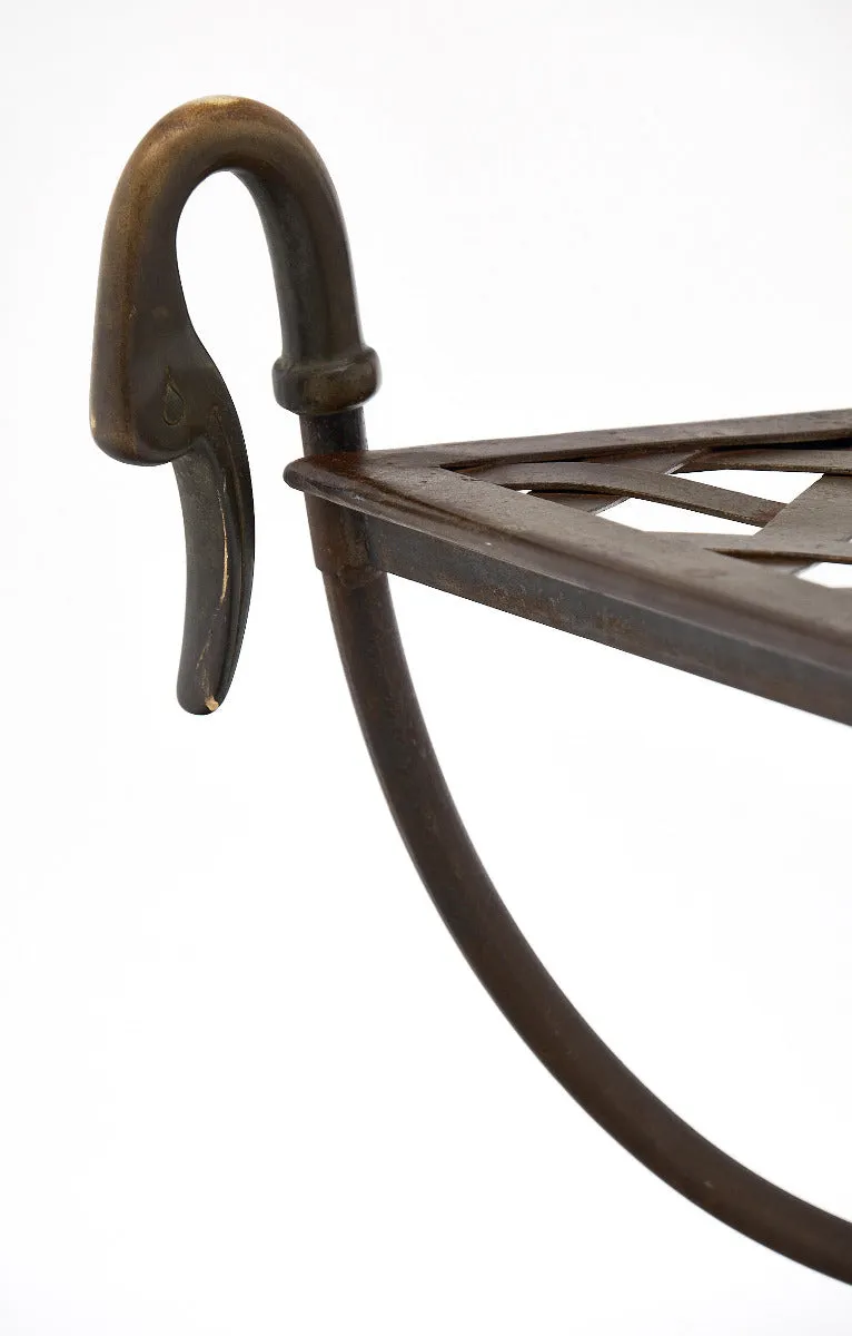 Bronze and Steel Antique Swan Stool