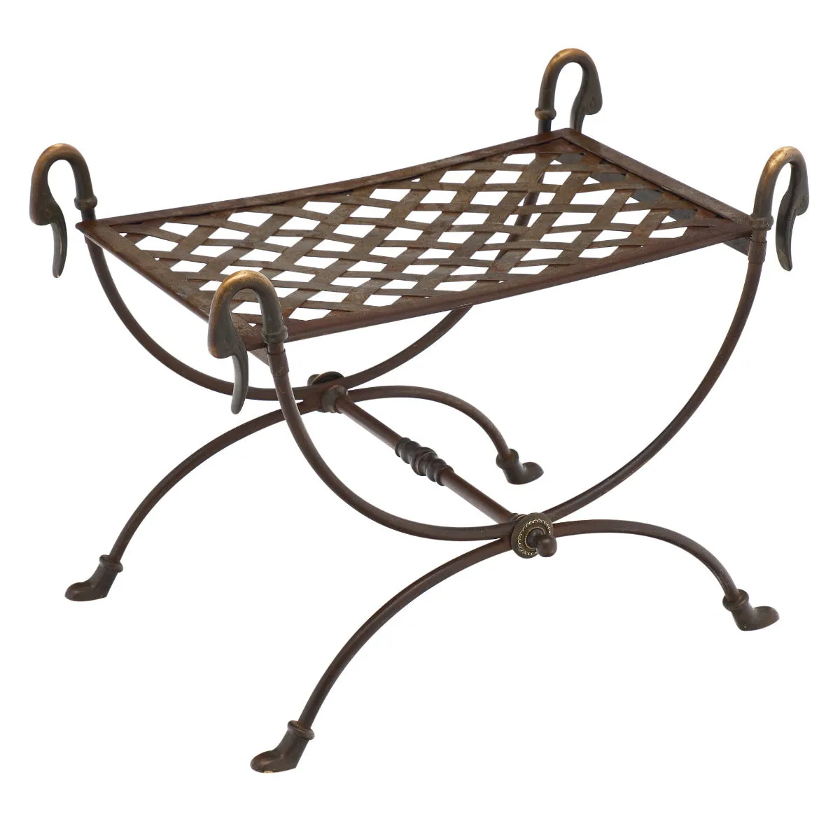Bronze and Steel Antique Swan Stool