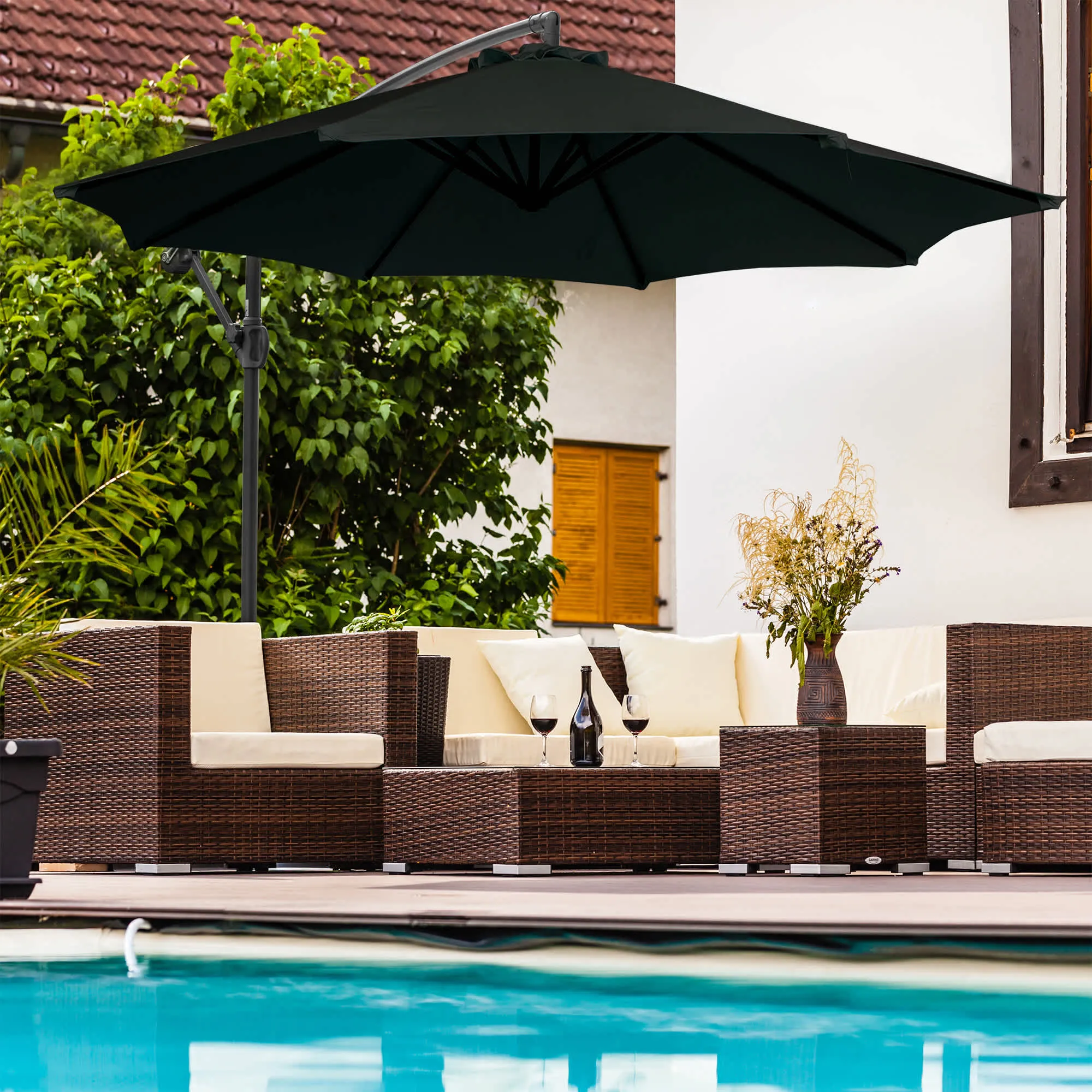 Captiva 10-ft Octagonal Cantilever Umbrella with Base - Breez-Tex Canopy