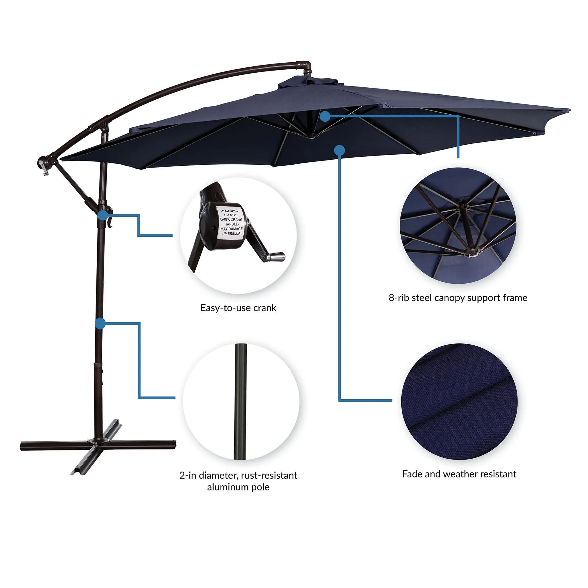 Captiva 10-ft Octagonal Cantilever Umbrella with Base - Breez-Tex Canopy