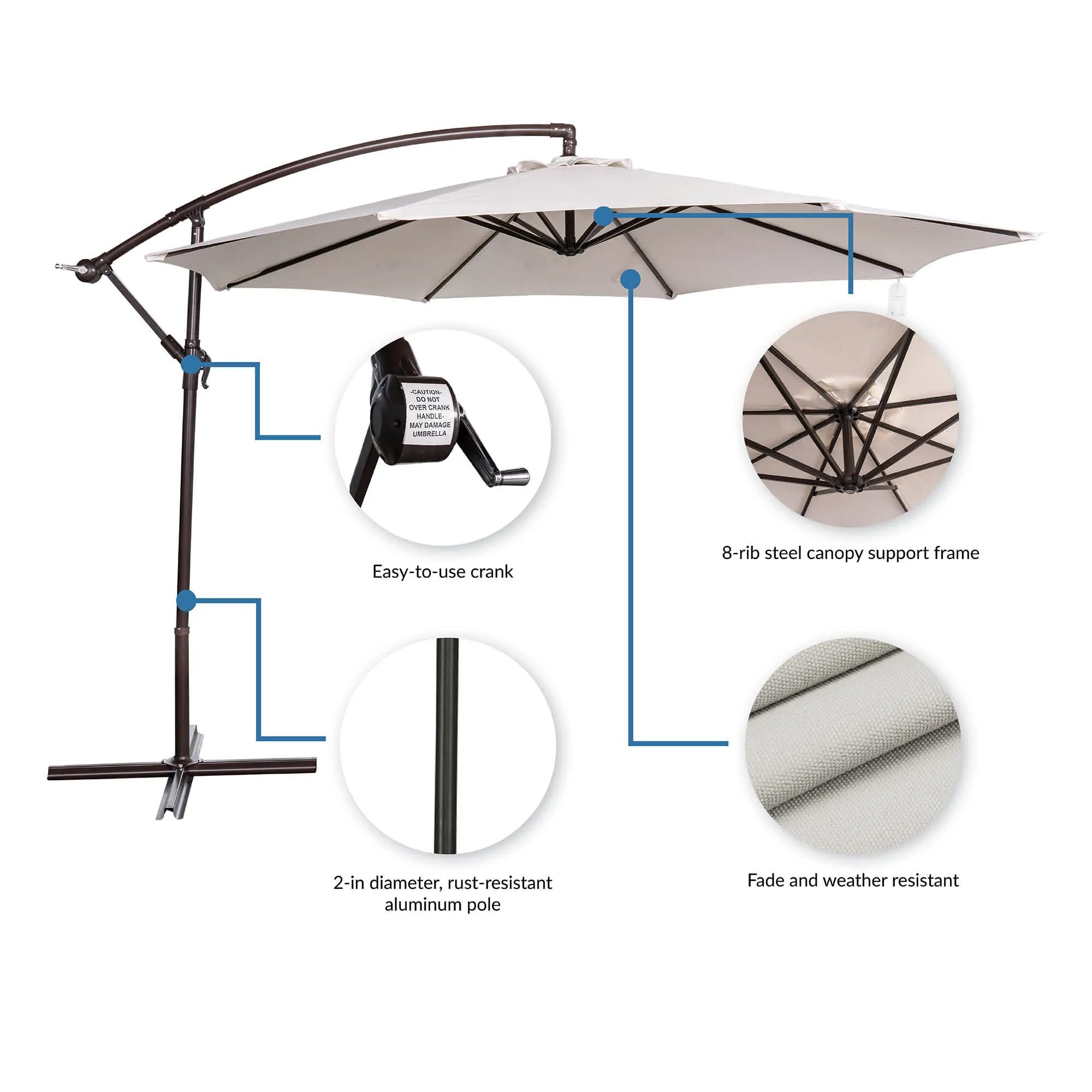 Captiva 10-ft Octagonal Cantilever Umbrella with Base - Breez-Tex Canopy