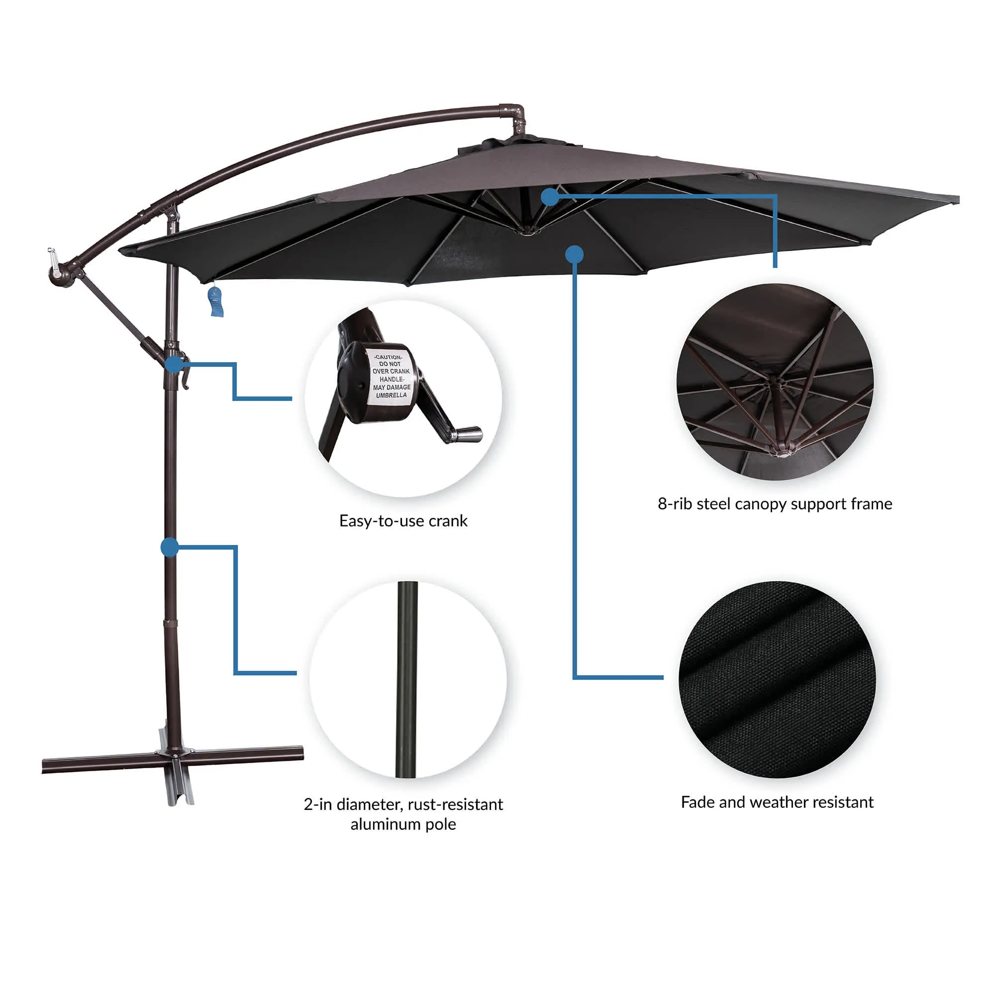 Captiva 10-ft Octagonal Cantilever Umbrella with Base - Breez-Tex Canopy