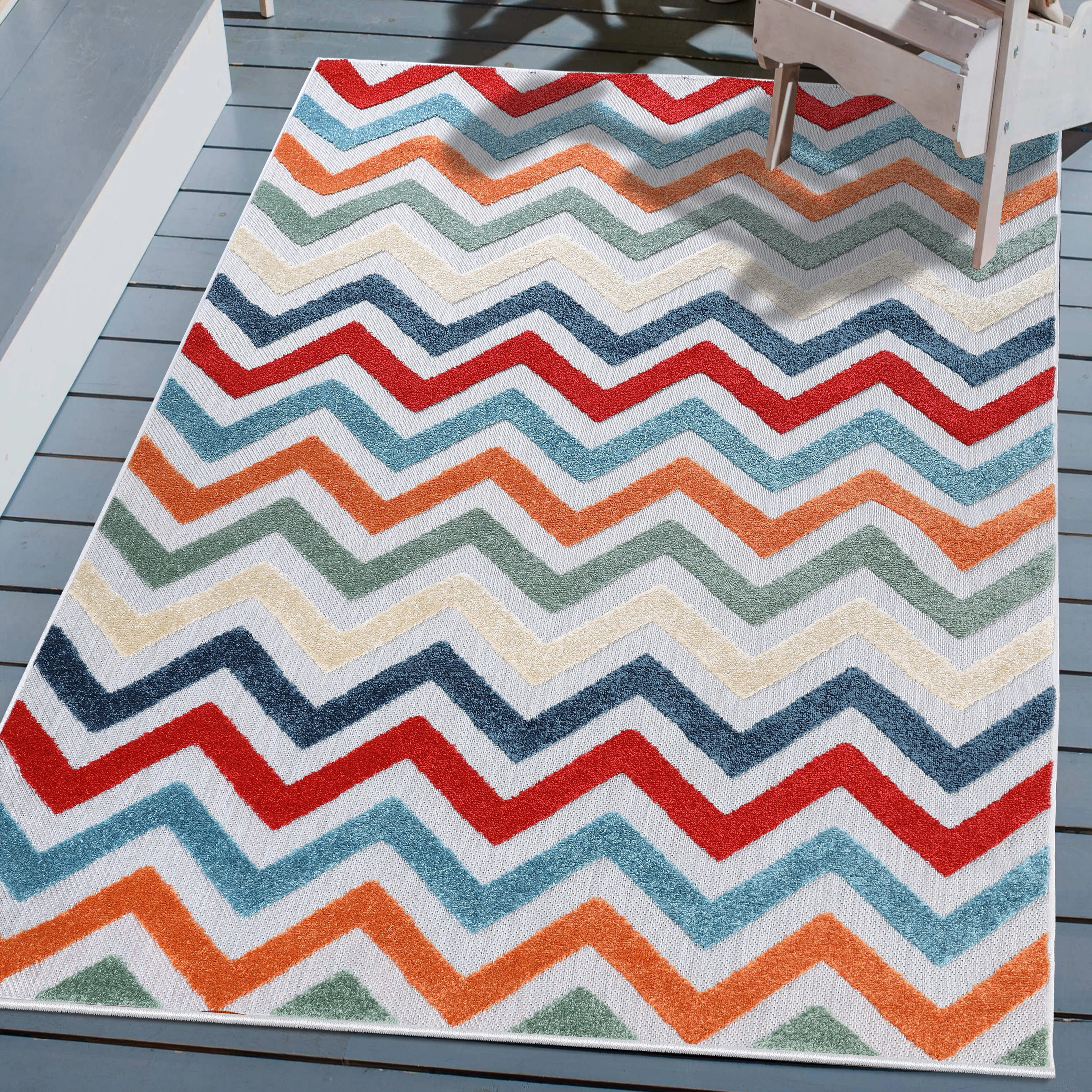 Chevron Zig-Zag Geometric Modern Indoor Outdoor Area Rug
