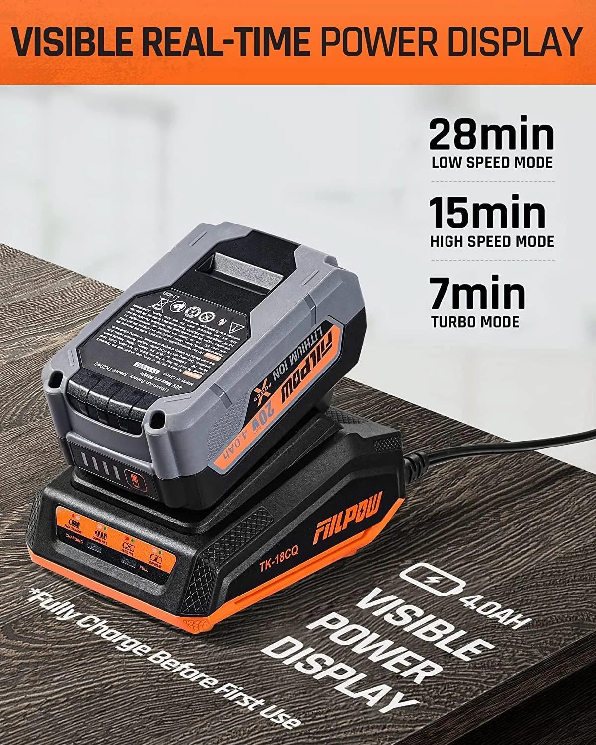 Cordless 20V Brushless Leaf Blower with 4.0Ah Battery and Fast Charger with Turbo Mode & Variable Speed Trigger