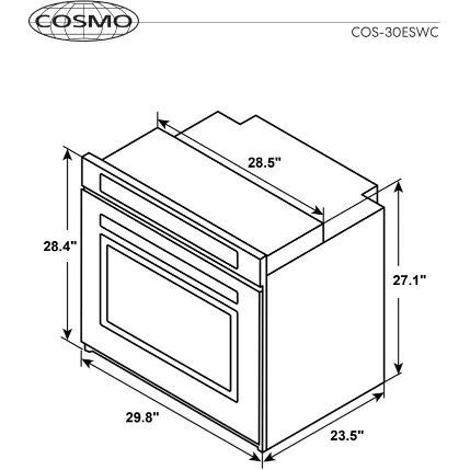 Cosmo 30" 5 cu. ft. Single Electric Wall Oven with True European Convection and Self Cleaning in Stainless Steel COS-30ESWC