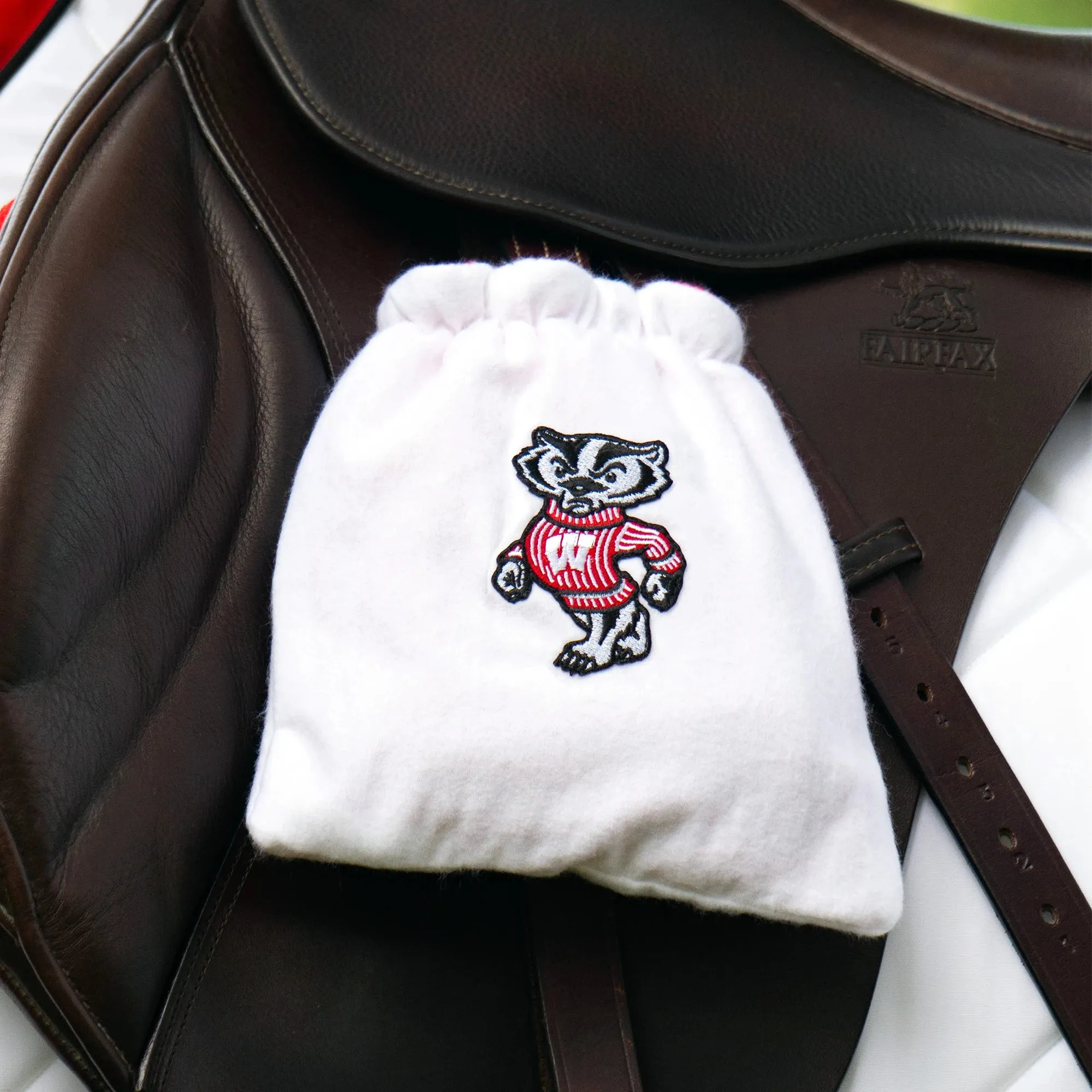 Custom Stirrup Covers Collegiate Sports Patch