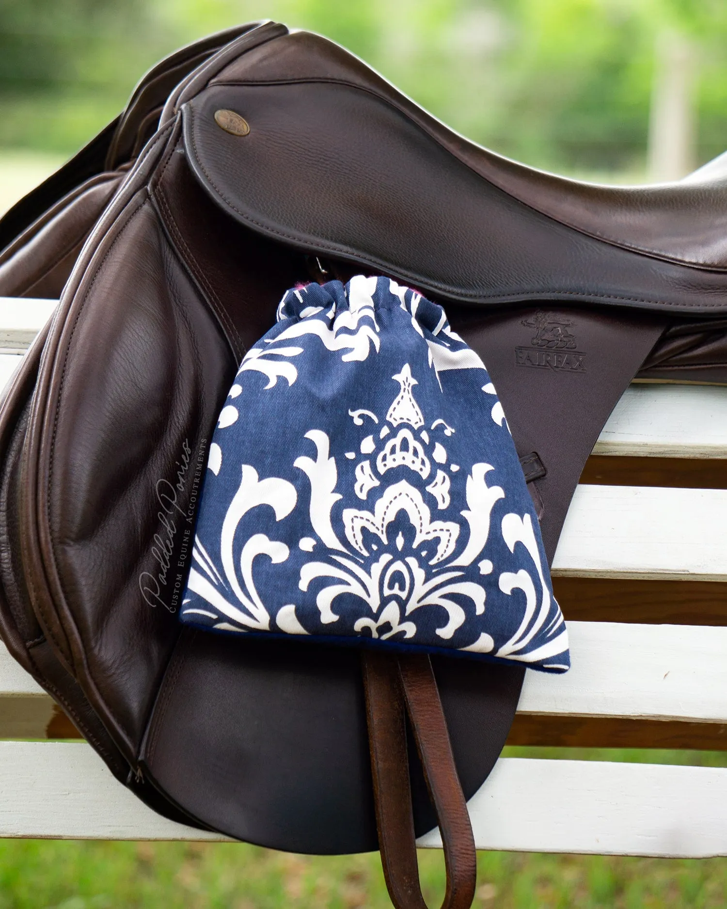 Custom Stirrup Covers Damask