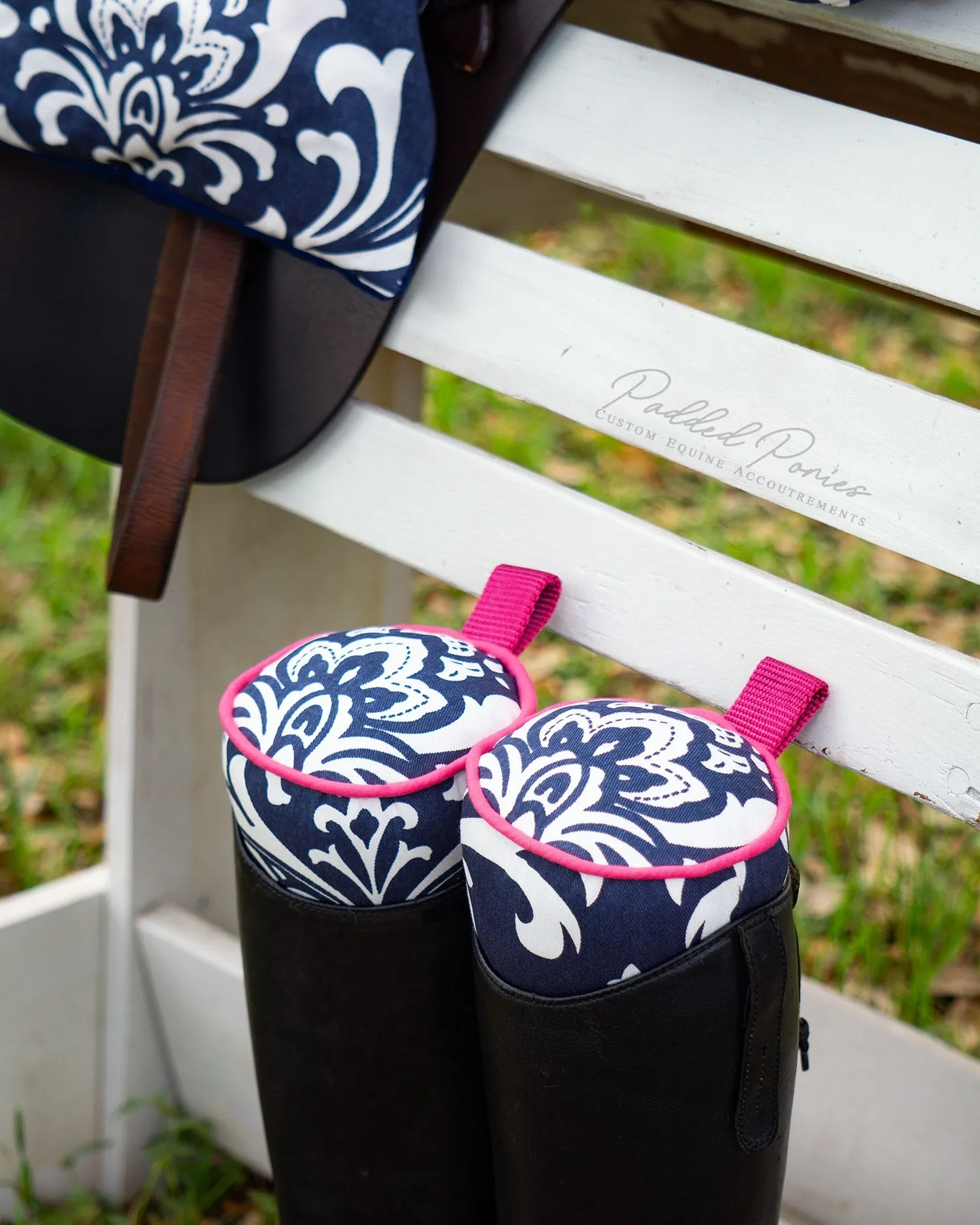 Custom Stirrup Covers Damask
