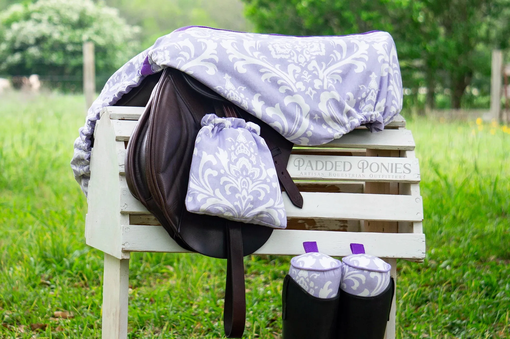 Custom Stirrup Covers Damask