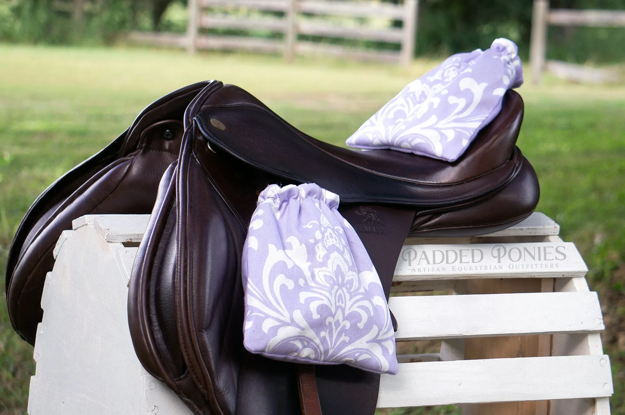 Custom Stirrup Covers Damask