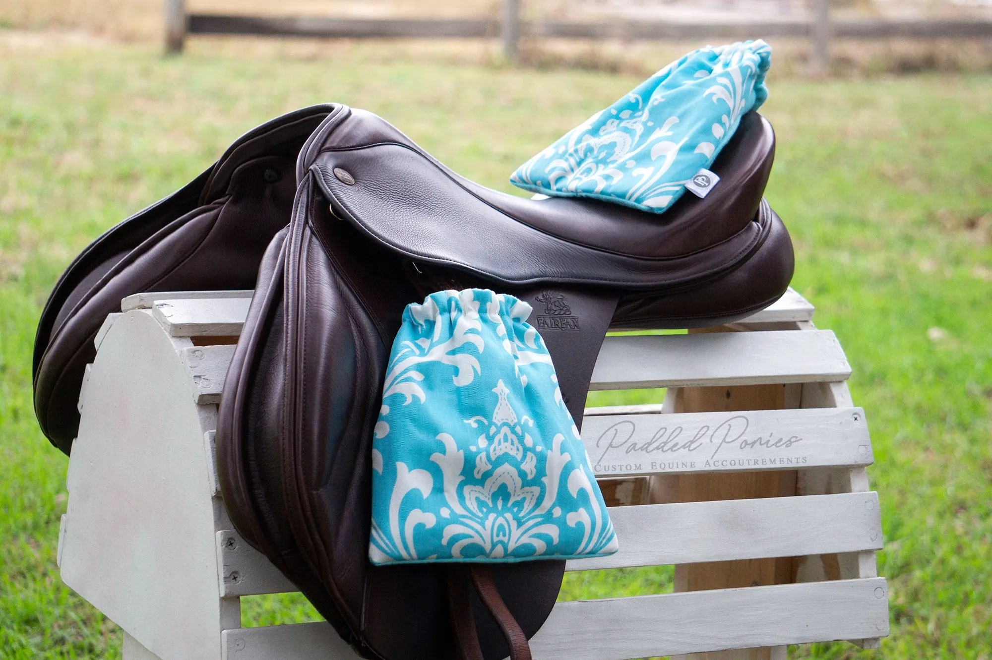 Custom Stirrup Covers Damask
