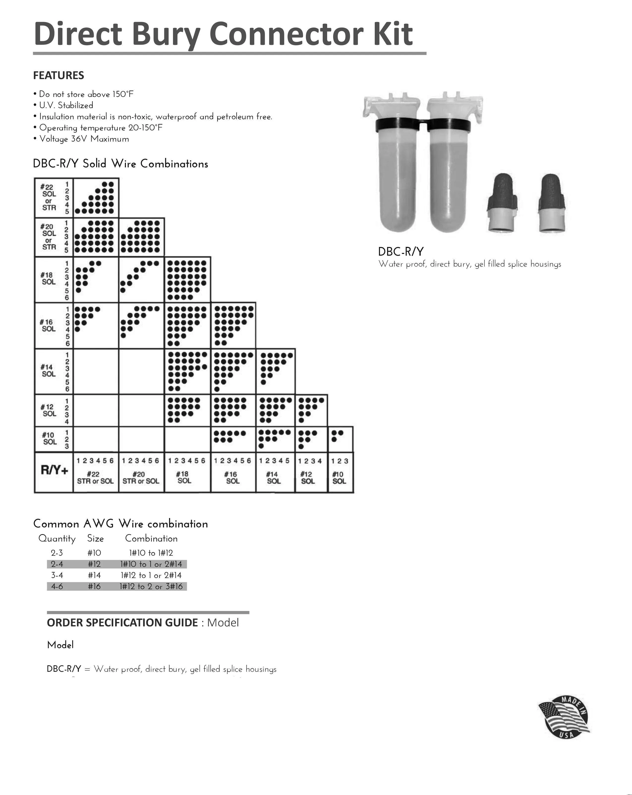 DBC-YR Two-Wire Direct Bury Irrigation Cable Connectors