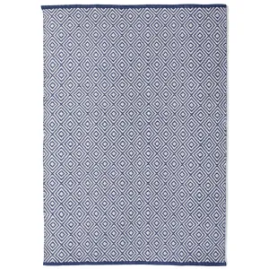 Diamond Washable Rug Navy