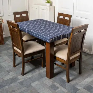 DivineTrendz Exclusive - Grey White Checks Elastic Table Cover