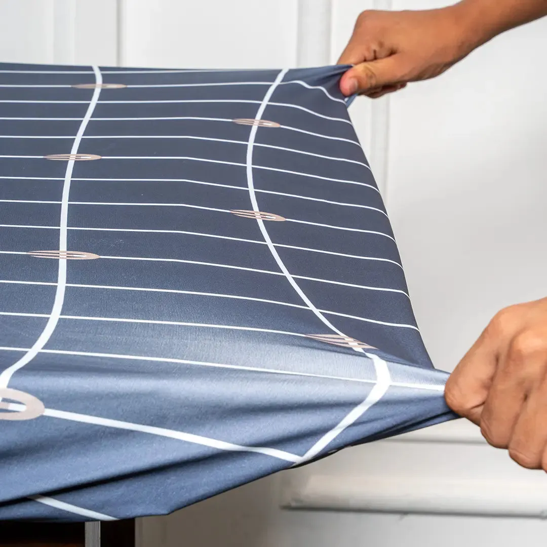 DivineTrendz Exclusive - Grey White Checks Elastic Table Cover