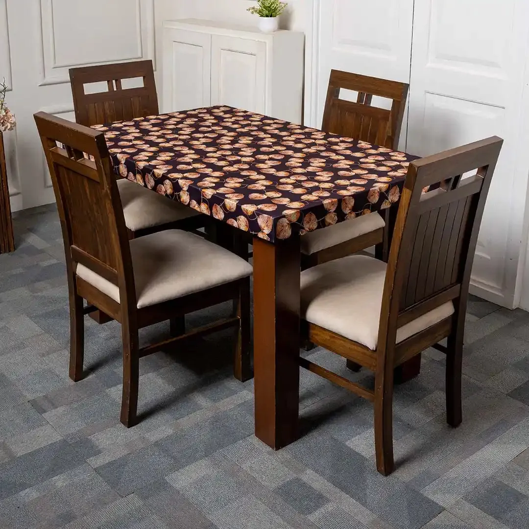 DivineTrendz Exclusive - Metalic Leaves Elastic Table Cover