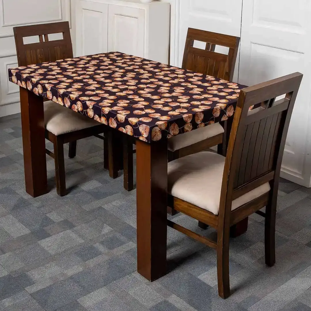 DivineTrendz Exclusive - Metalic Leaves Elastic Table Cover