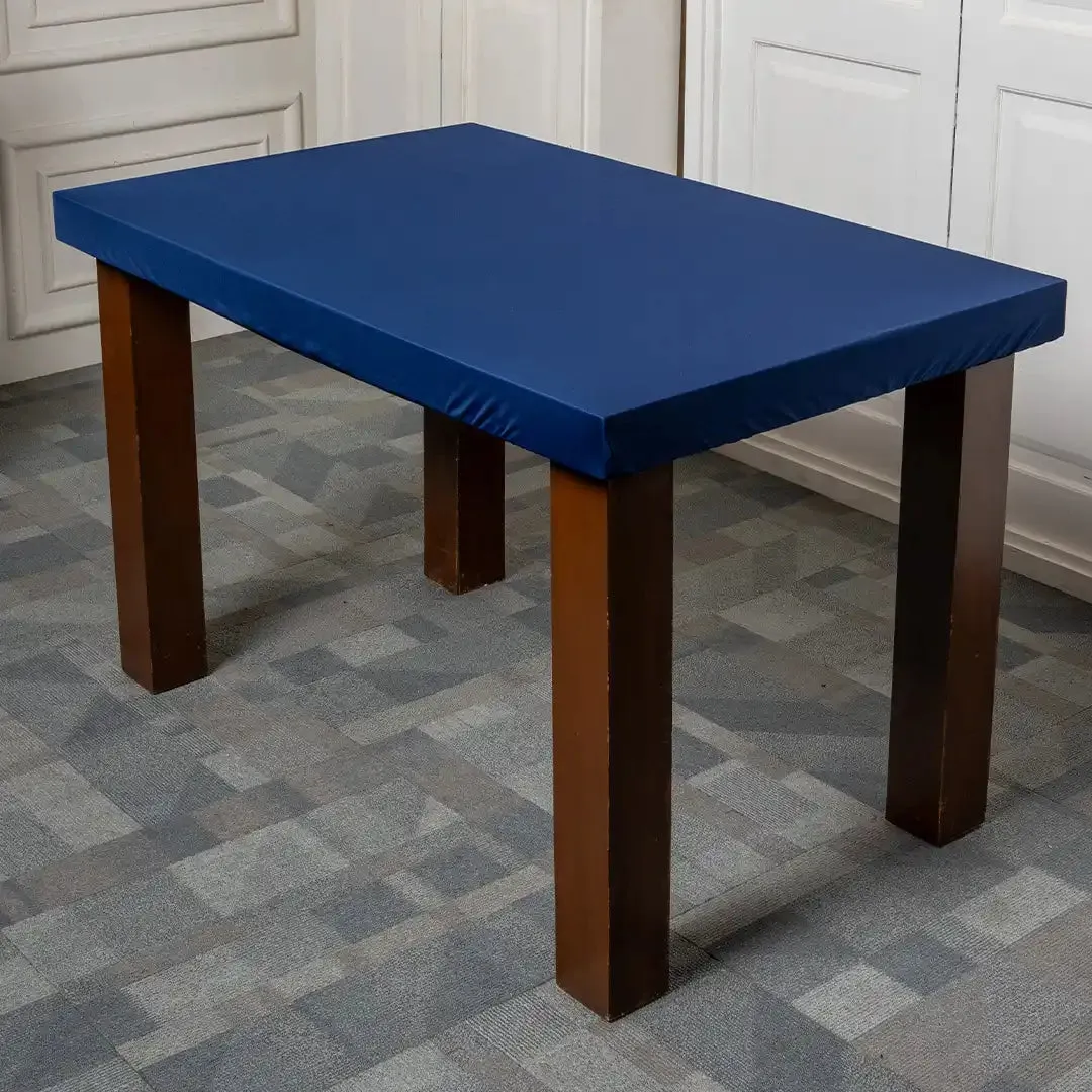 DivineTrendz Exclusive - Navy Blue Solid Elastic Table Cover
