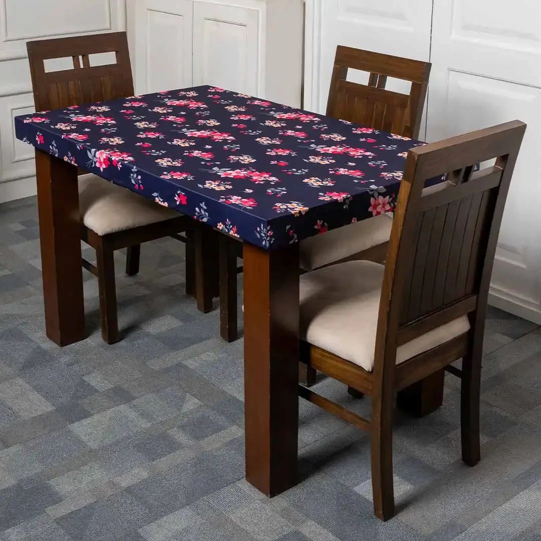 DivineTrendz Exclusive - Purple Flower Elastic Table Cover