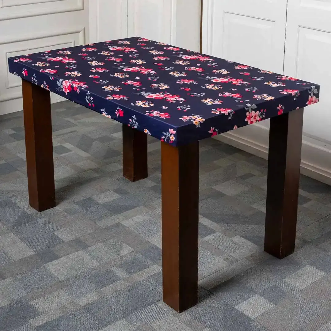 DivineTrendz Exclusive - Purple Flower Elastic Table Cover