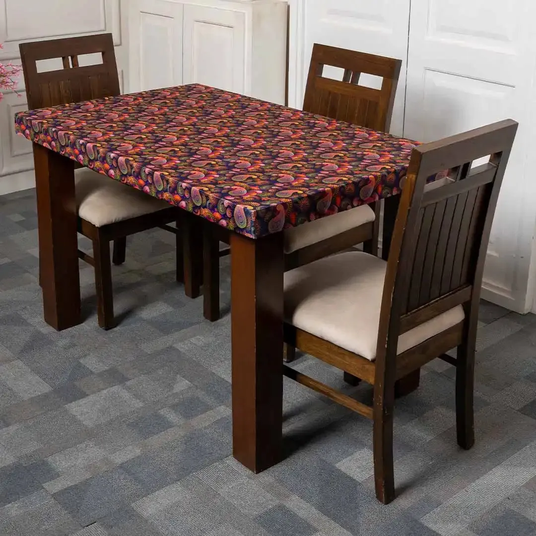 DivineTrendz Exclusive - Purple Paisley Elastic Table Cover