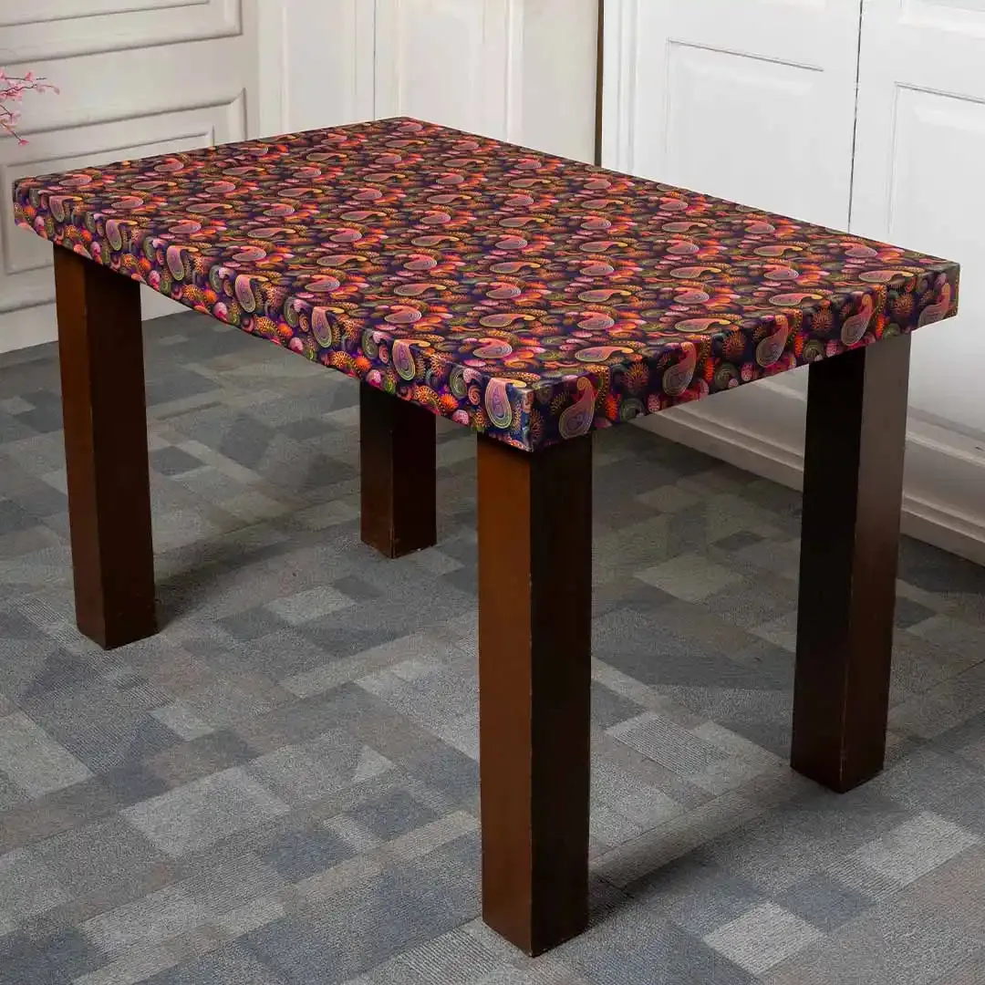 DivineTrendz Exclusive - Purple Paisley Elastic Table Cover