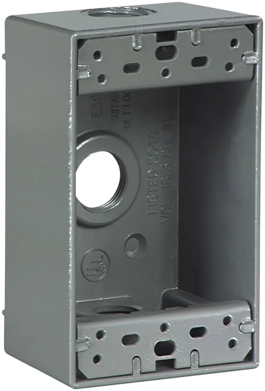 Eaton Wiring Devices 1113-SP Outlet Box, 3 -Outlet, 1 -Gang, Aluminum, Black, Powder-Coated, Wall Mounting :EA: QUANTITY: 1