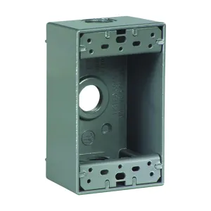 Eaton Wiring Devices 1113-SP Outlet Box, 3 -Outlet, 1 -Gang, Aluminum, Black, Powder-Coated, Wall Mounting