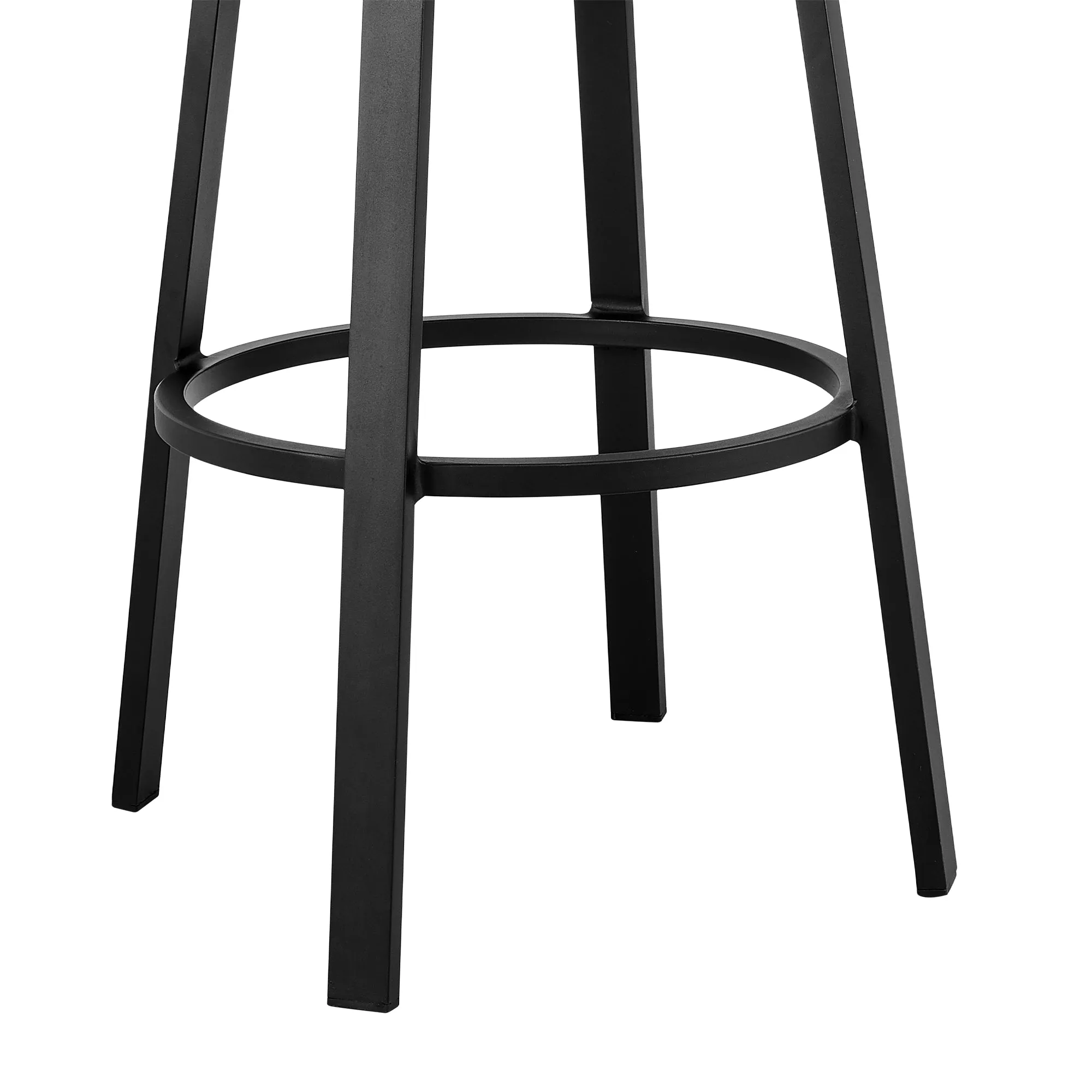 Encinitas Outdoor Patio Swivel Bar Stool in Aluminum and Wicker with Grey Cushions By Armen Living