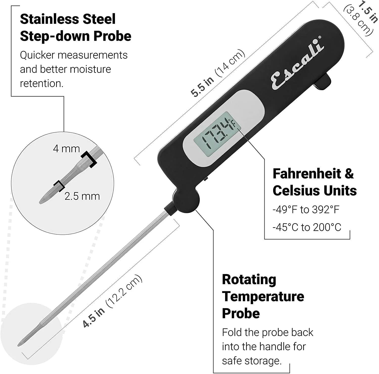 Escali  Folding Digital Thermometer