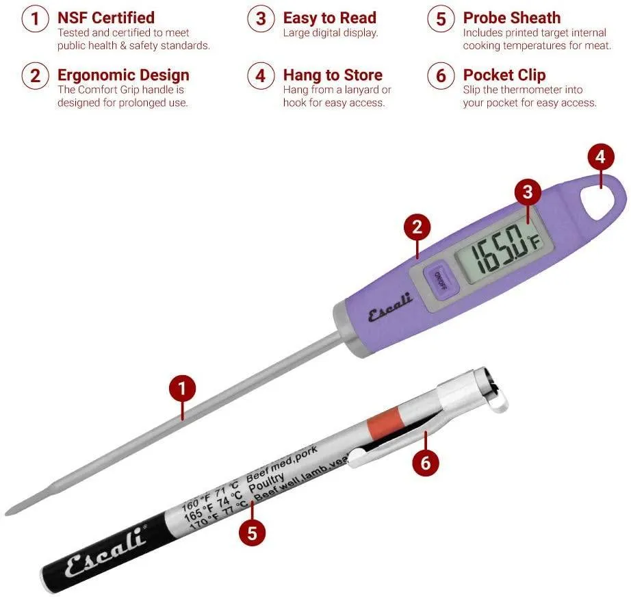 Escali Gourmet Digital Thermometer - Purple (NSF Certified)