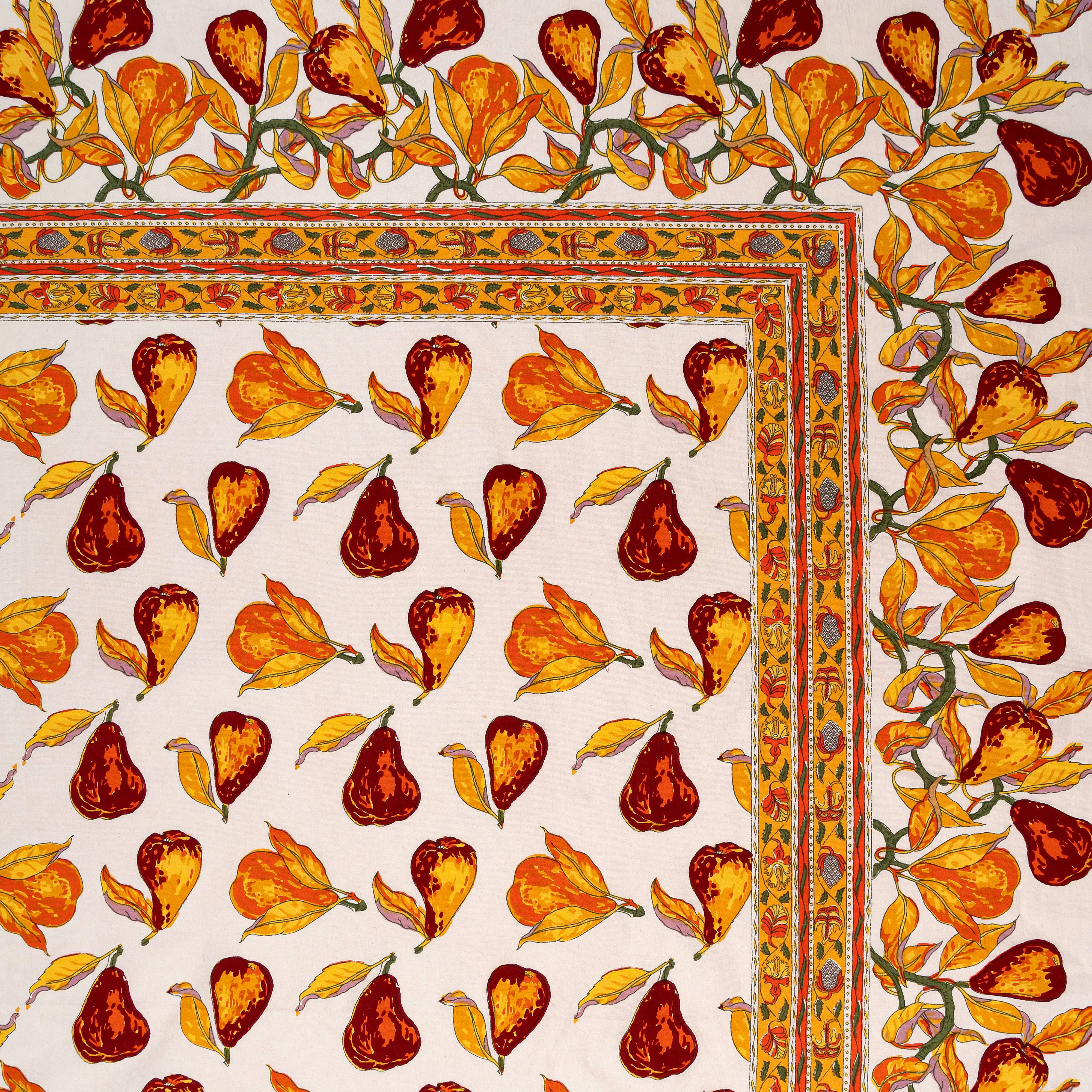 French Tablecloth Orchard Pear Burgundy