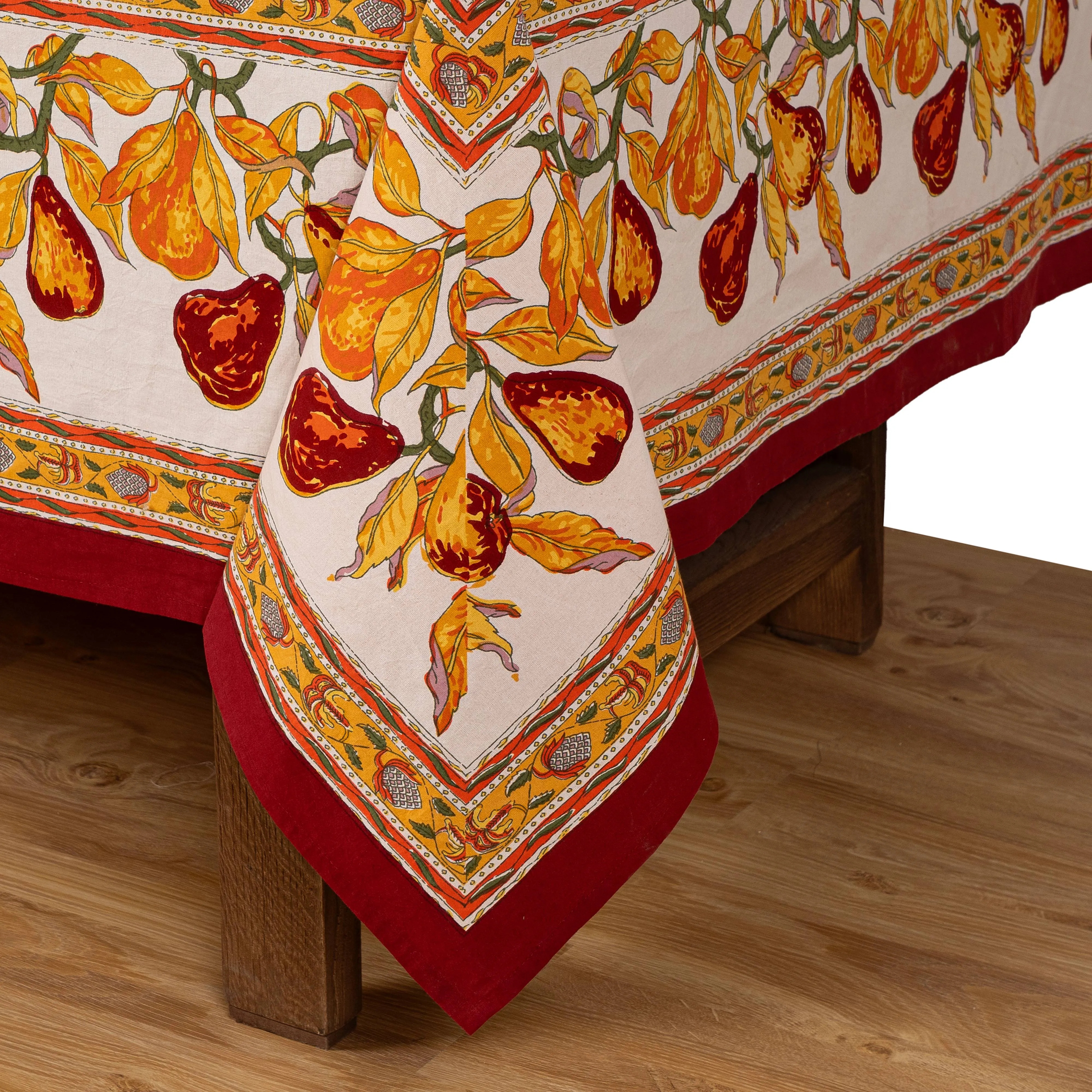 French Tablecloth Orchard Pear Burgundy