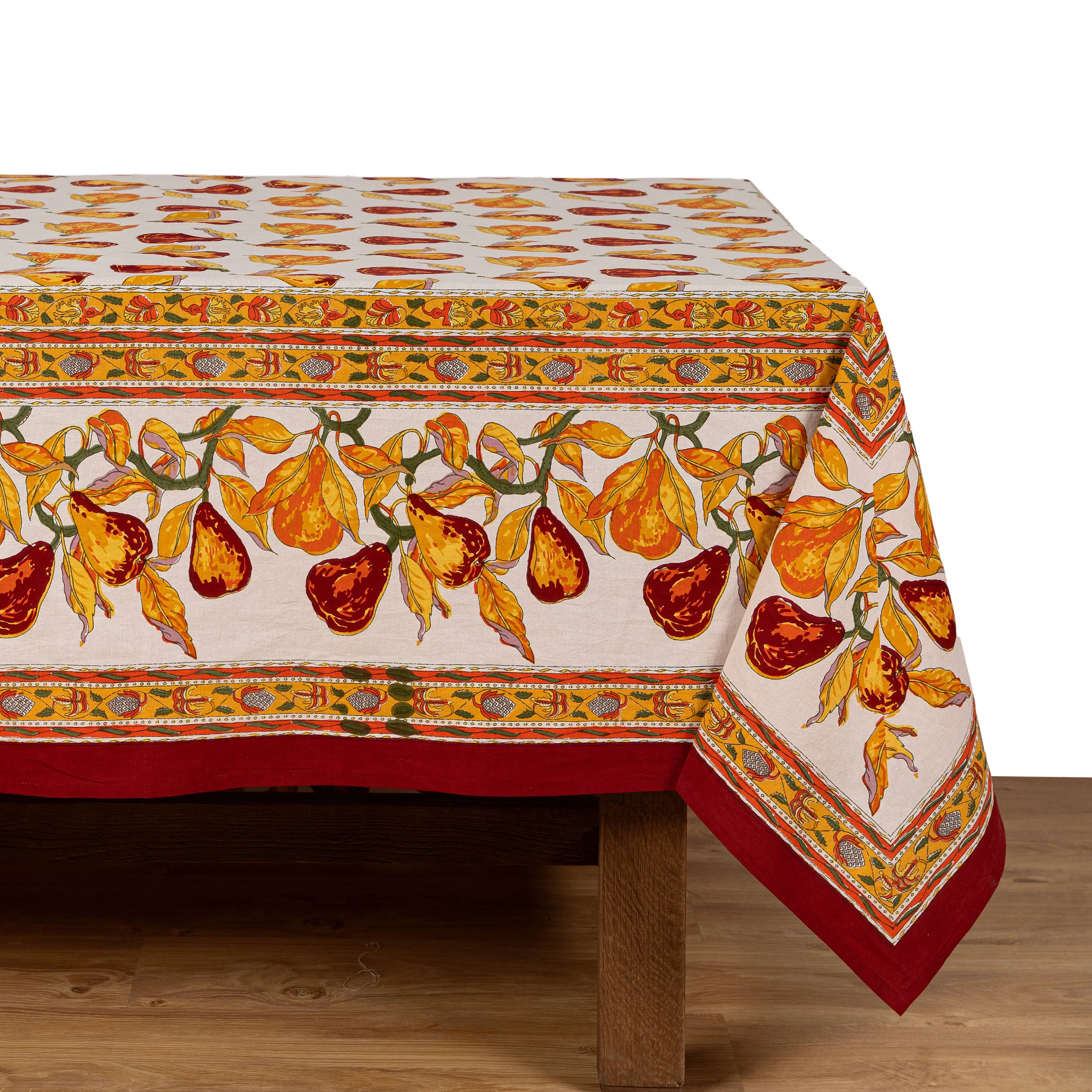 French Tablecloth Orchard Pear Burgundy
