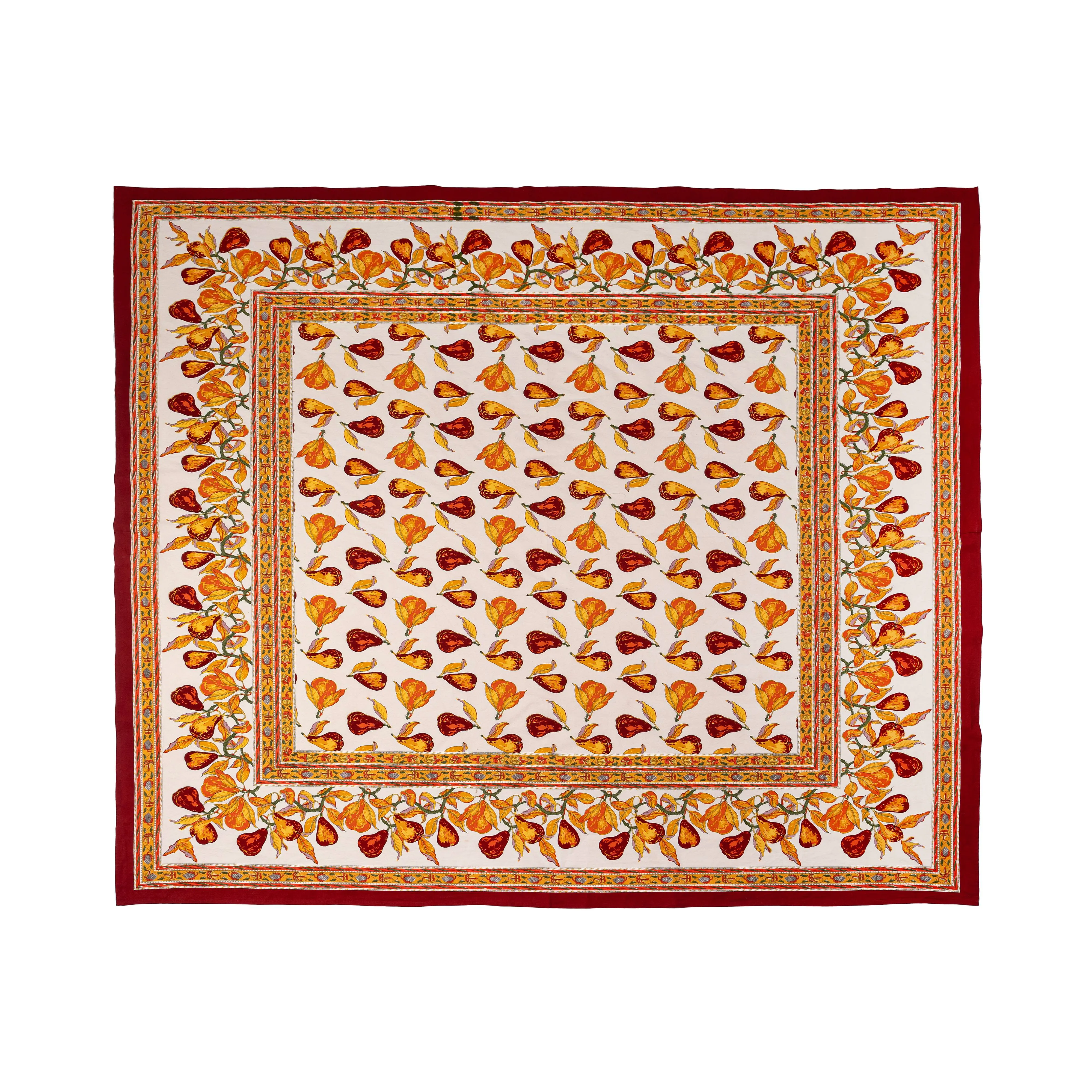 French Tablecloth Orchard Pear Burgundy