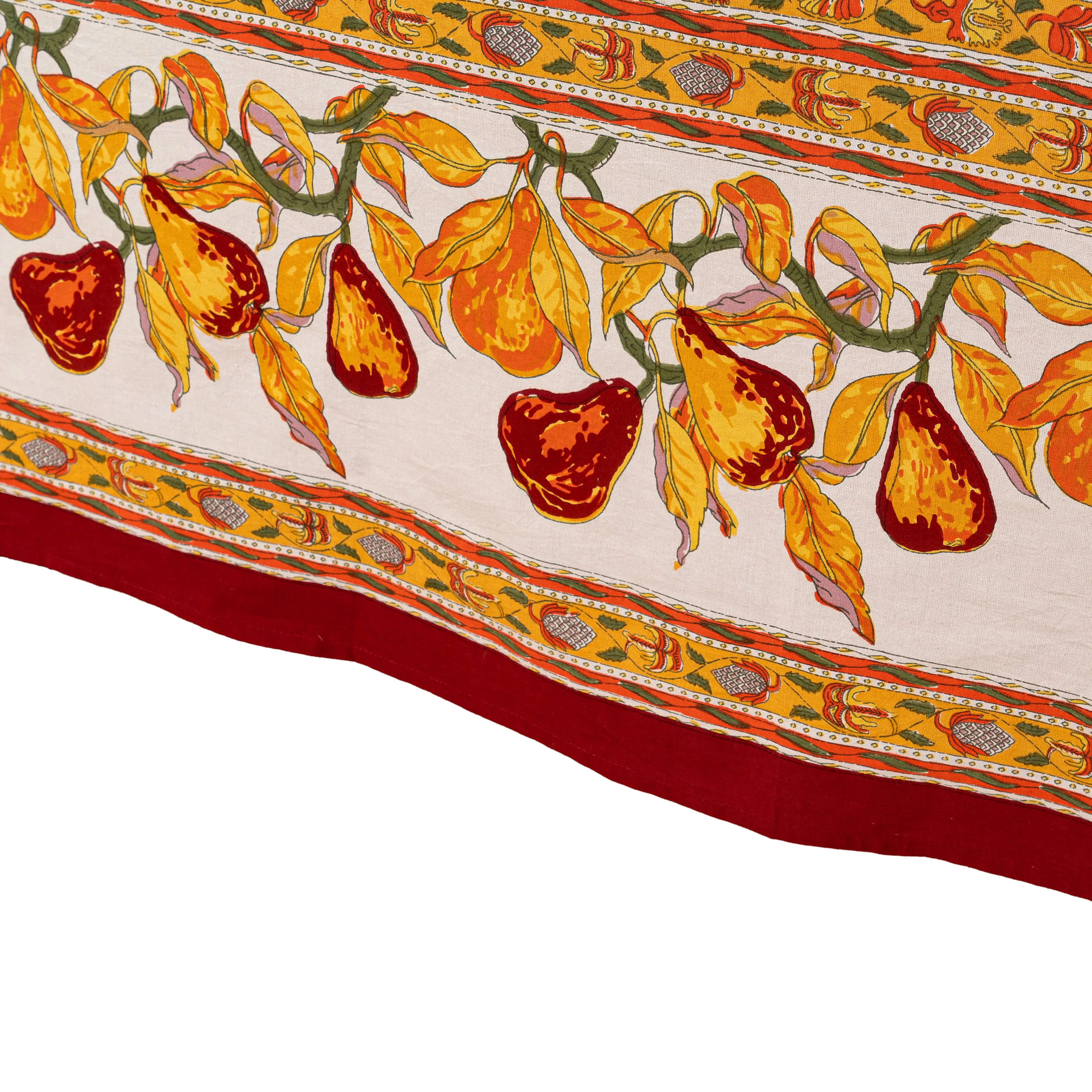 French Tablecloth Orchard Pear Burgundy