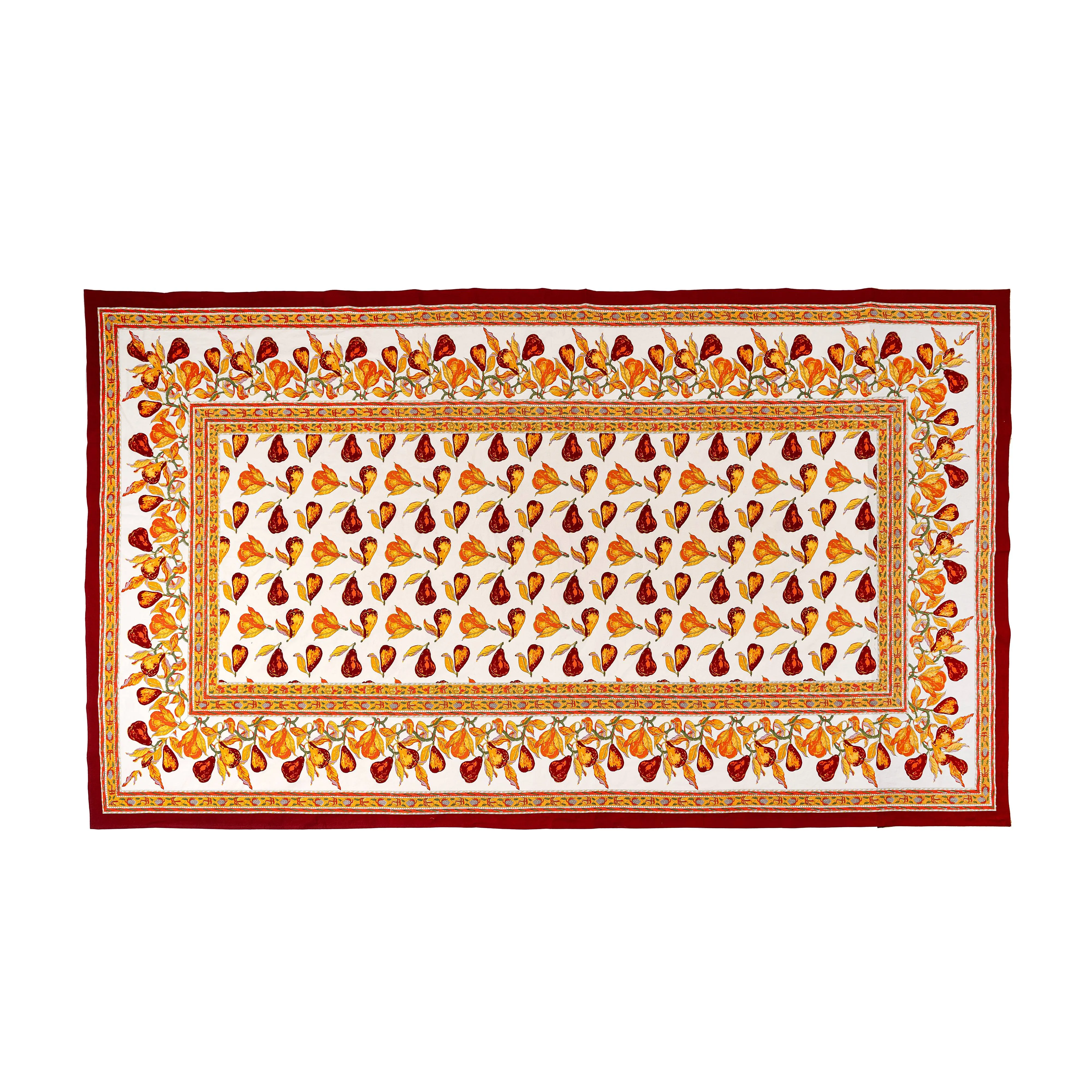 French Tablecloth Orchard Pear Burgundy