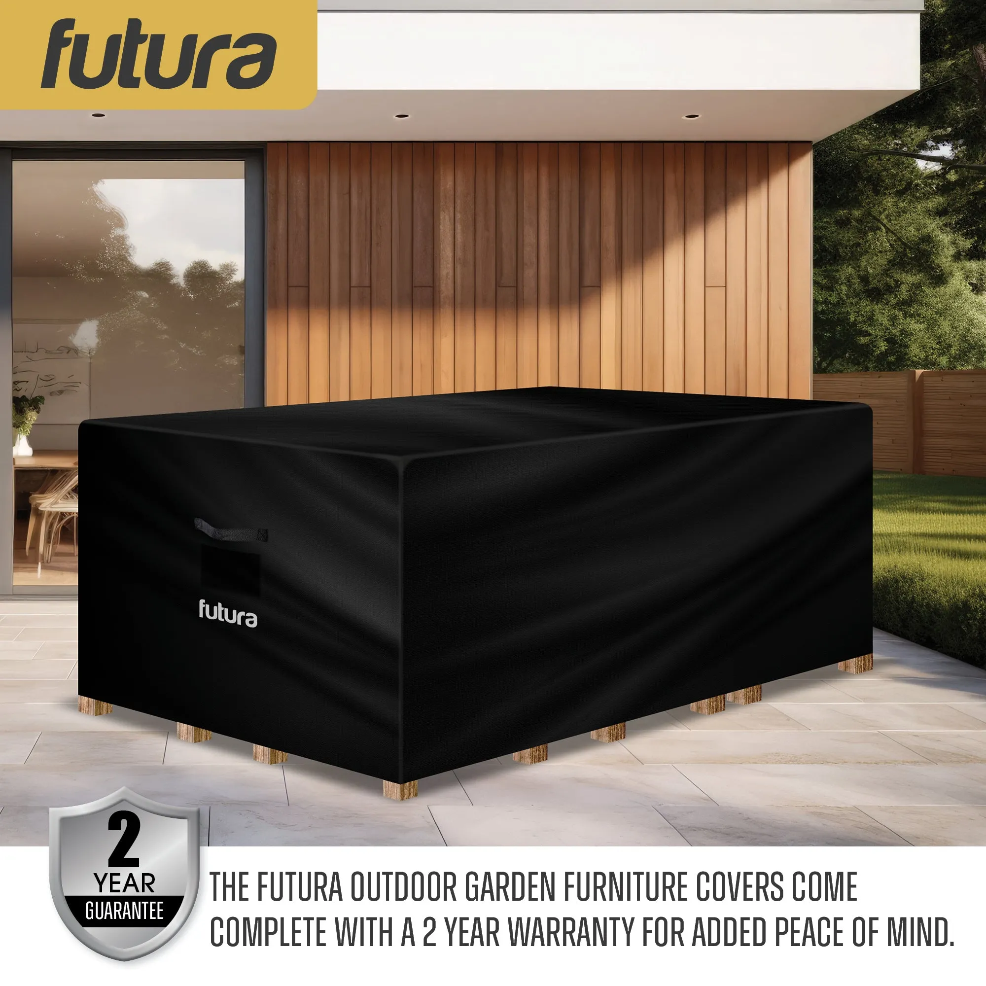 Futura Garden Furniture Cover Weatherproof 125 x 63 x 74cm Rectangular Heavy Duty Rip Resistant Oxford Fabric