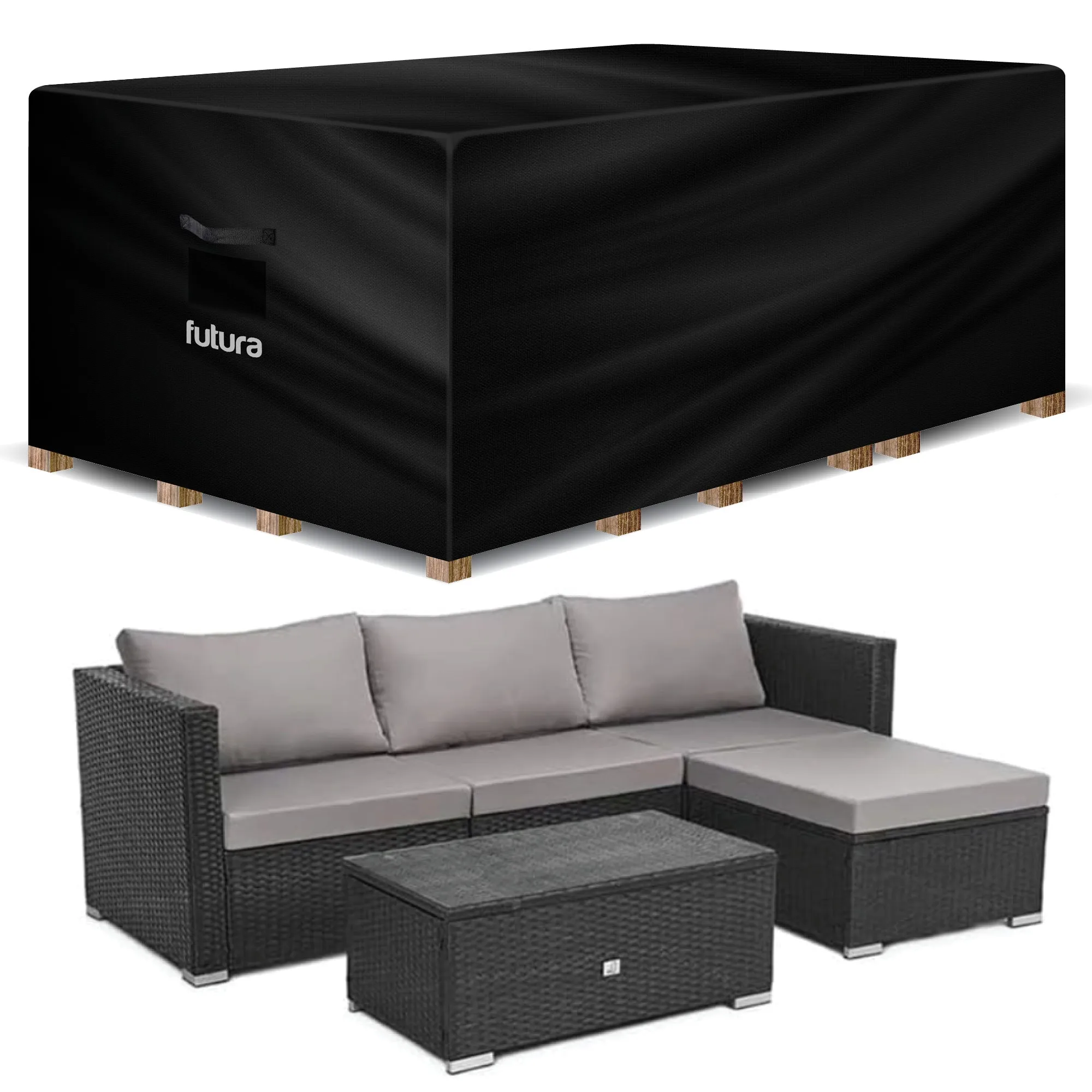 Futura Garden Furniture Cover Weatherproof 125 x 63 x 74cm Rectangular Heavy Duty Rip Resistant Oxford Fabric