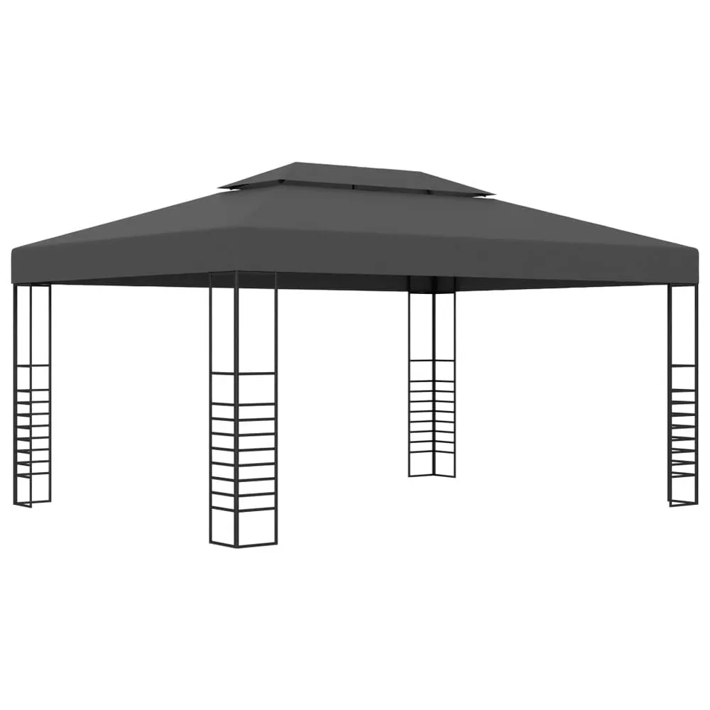 Garden Gazebo Powder-Coated Steel 4x3x2.7 m White