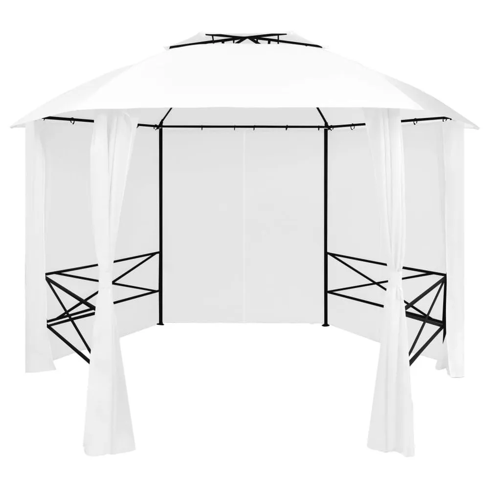 Garden Marquee Pavilion Tent with Curtains Hexagonal 360x265 cm